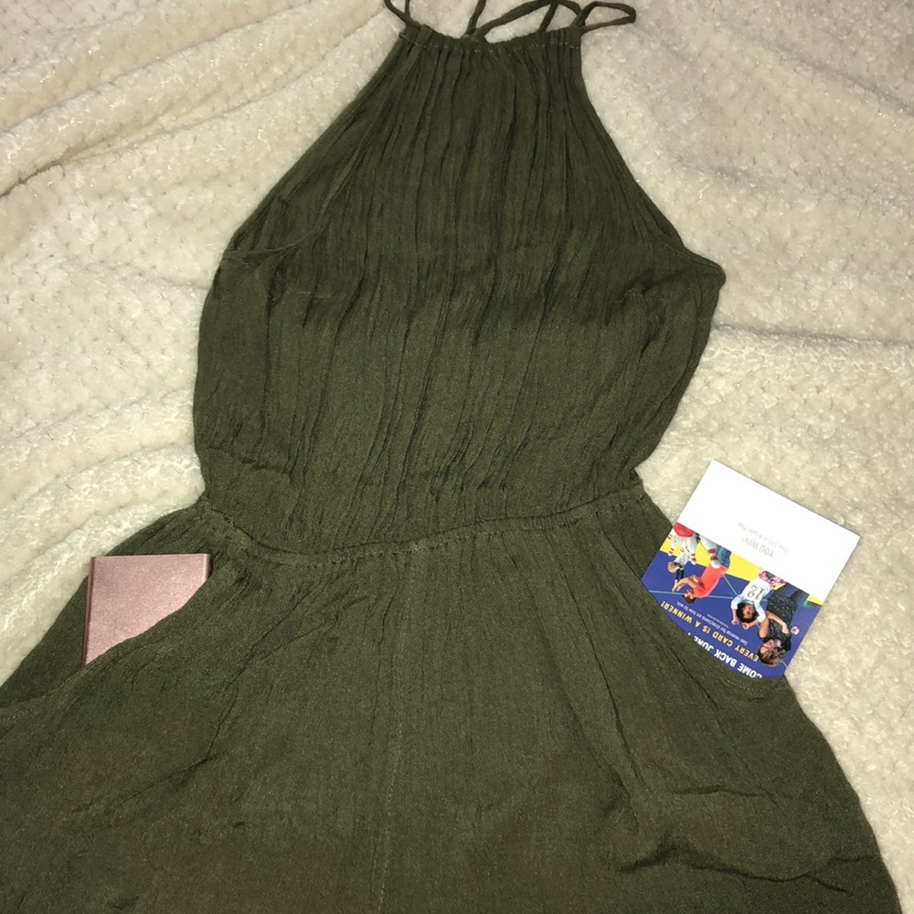 Olive open back romper - Picture 4 of 5